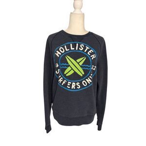 Hollister “Surfers Only” graphic blue crewneck sweatshirt - M